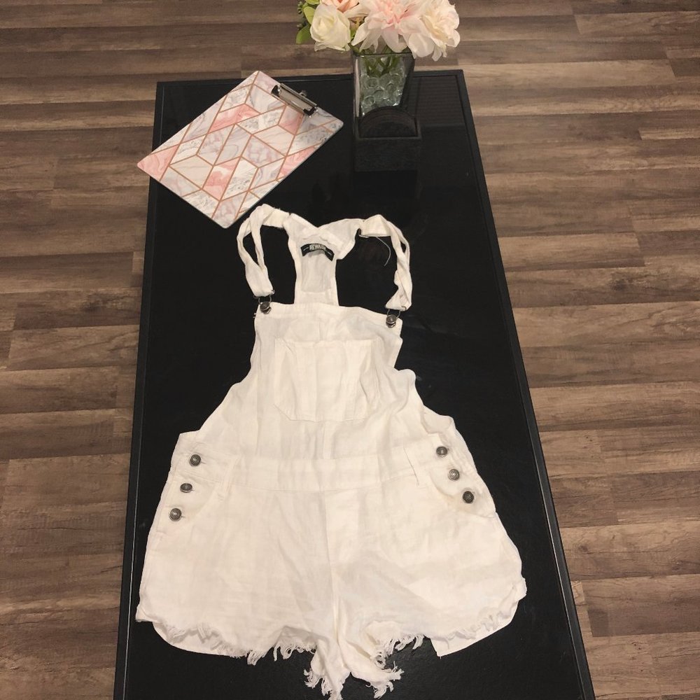 Rewash White Overall Shorts
